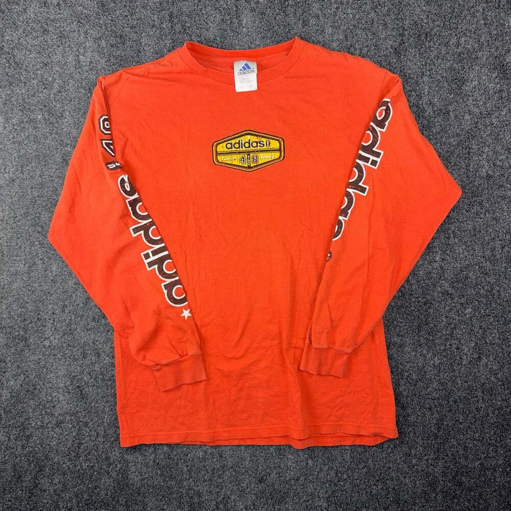 Vintage Adidas 4.8 Speed Sports Long Sleeve T-Shirt Orange Y2K Size L USA